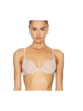 CUUP the plunge mesh bra in ivory size 34F